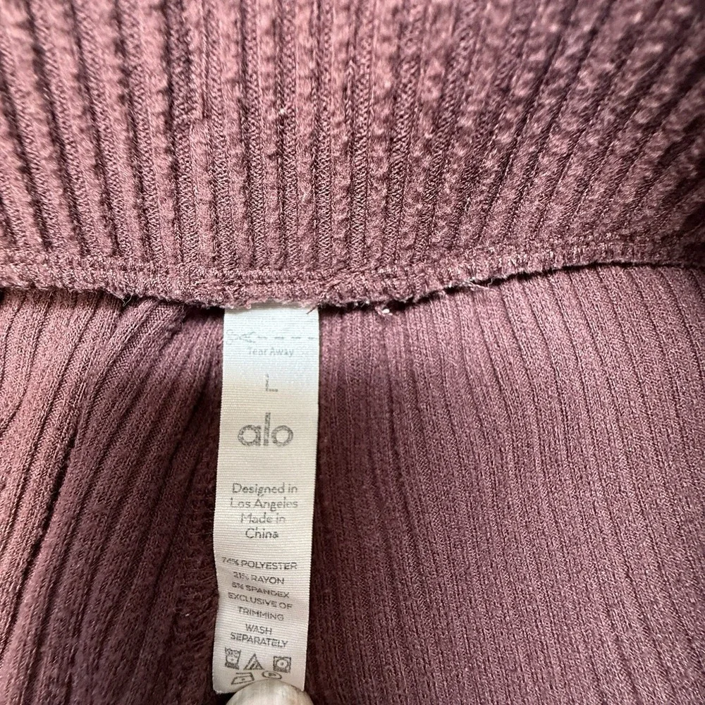 Alo Yoga Muse Sweatpants Womens Large Mauve Pink Ribbed Knit Jogger Lounge Pants